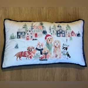 Human Society Holiday Christmas Dogs Decorative Throw Pillow
